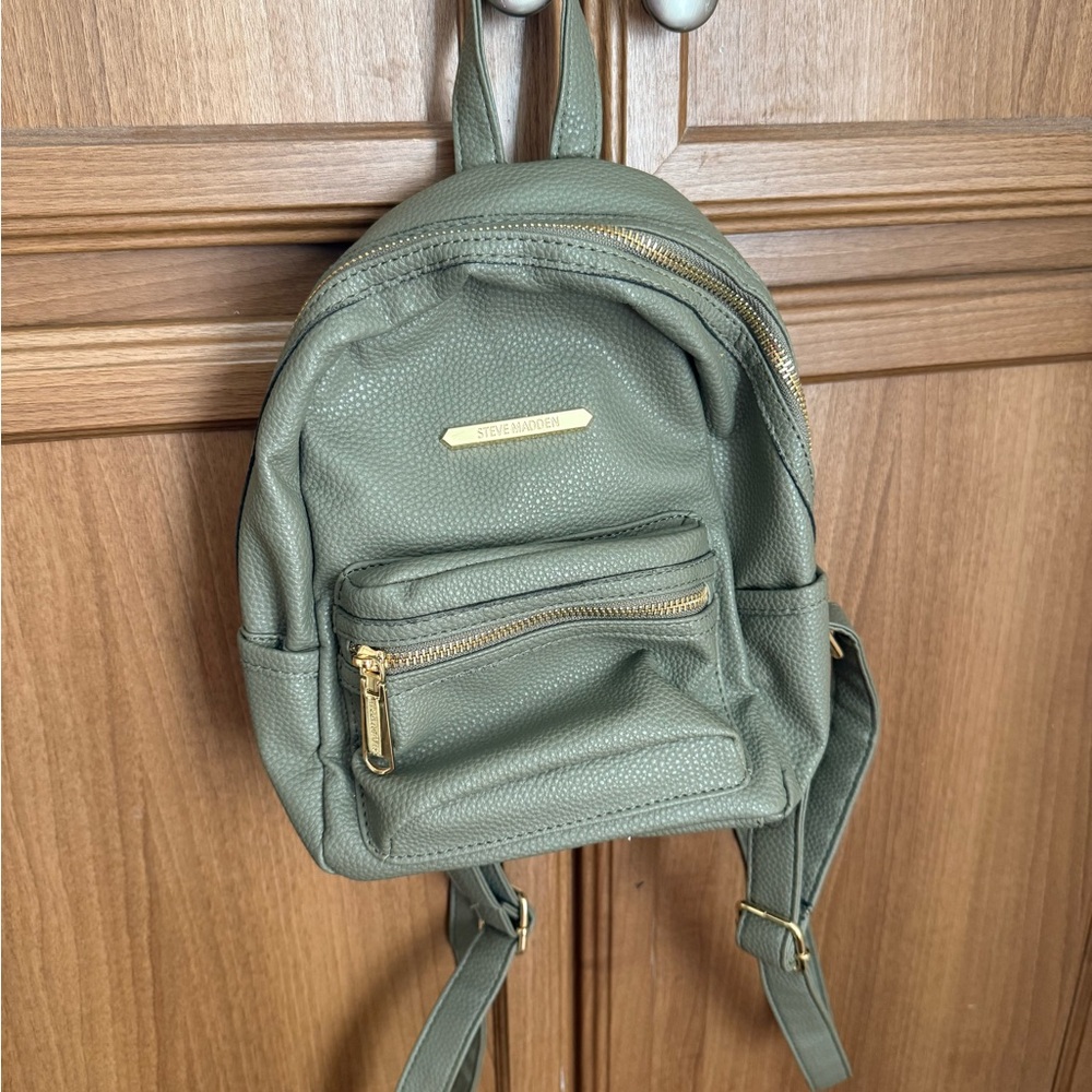 Steve Madden Olive Backpack with Gold Details